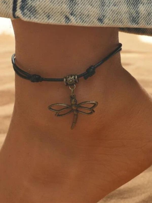 Vintage Dragonfly Design Anklet, 2024 New Style Fashionable Boho Style Anklet for Women & Girls, Fashion Accessories for Summer Vacation Beach Wear