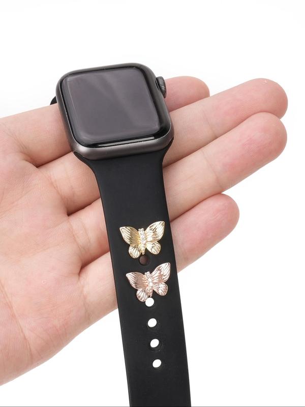 Butterfly Design Watch Band Decoration, Rhinestone Decor Watch Strap Accessories for Women & Girls, Trendy Watch Strap Decoration for Birthday Gift