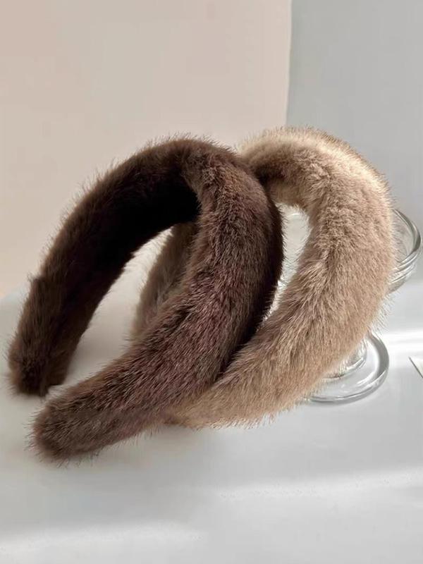 Solid Color Plush Hair Hoop, Elegant Wide Edge Headband for Women & Girls, Fashion Hair Accessories for Party, Daily Clothing Decor