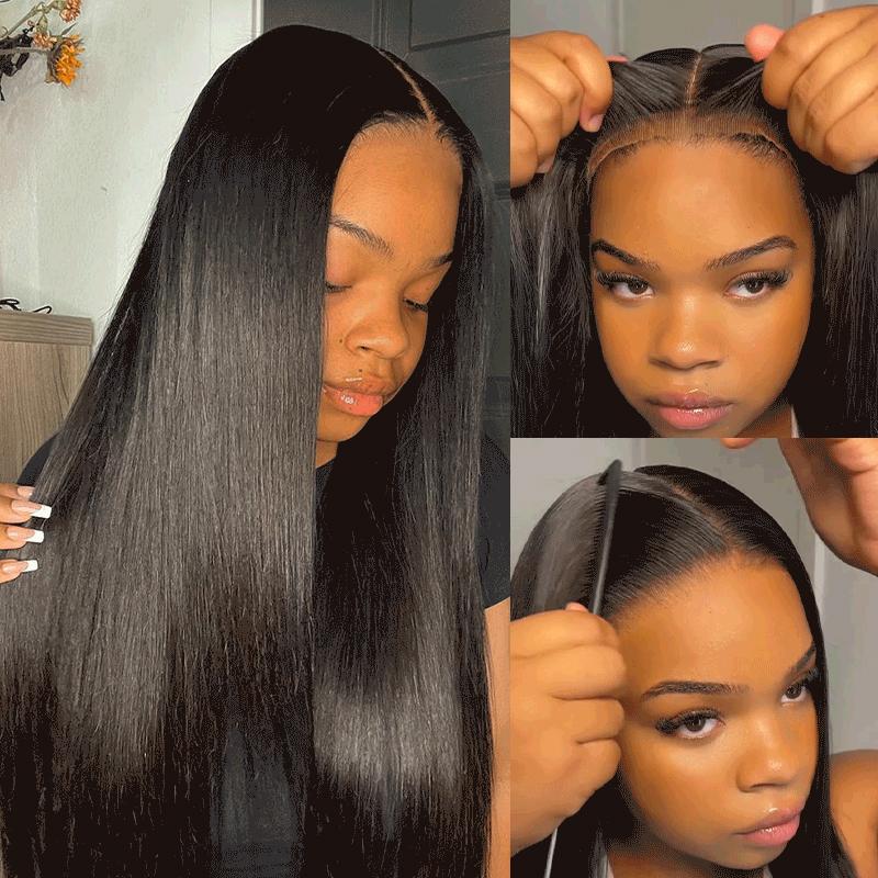 ISEE Wear Go V5 Straight & Body Wave & Ocean Wave Tiny Knots Pre Bleached Glueless HD 6*4 Lace Closure Human Hair Wig Beginner Friendly