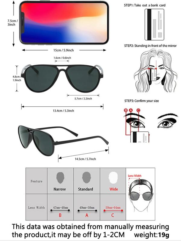 Unisex Street Trend Sunglasses (2 Pairs), Trendy Vintage Glasses Sunglasses for Everyday Use, Fashion Oval Frame Double Beam Aviator Sunglasses As Travel Accessories for Trip & Driving Use