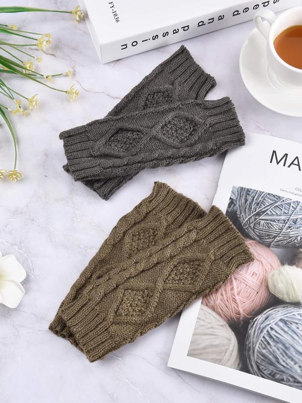 4 Pairs Women's Fingerless Gloves Knit Half Gloves with Finger Holes Typing Wrist Warmers