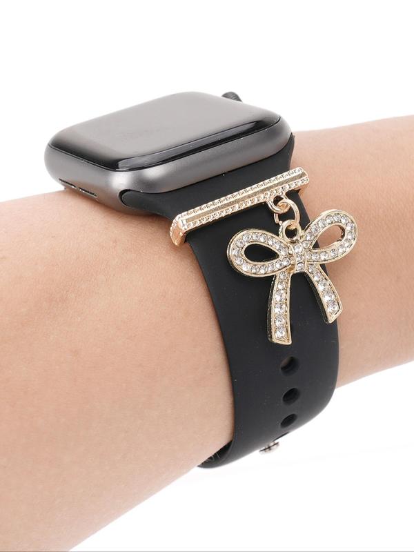 Rhinestone Bowknot Design Watch Band Charm, Fashionable Watch Band Accessories for Women & Girls, Trendy All-match & Exquisite Watch Band Charms for Birthday Gift