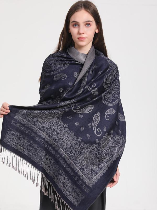 Paisley Pattern Tassel Decor Scarf, Elegant Fashion Long Shawl for Women & Men, Trendy All-match & Exquisite Scarf for Birthday Gift