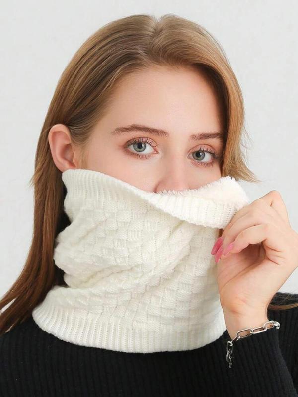 Women's Solid Color Cable Knit Scarf, 2024 New Style Casual Soft Warm Turtle Neck Scarf for Fall & Winter, Fashion Accessories for Women & Girls