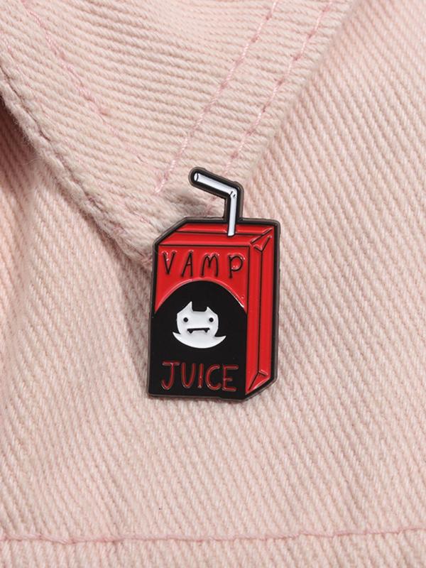 Cartoon Drink Box & Letter Design Brooch, Creative Clothes Brooch, Fashion Accessories for Men & Women