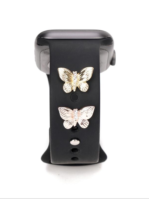 Butterfly Design Watch Band Decoration, Rhinestone Decor Watch Strap Accessories for Women & Girls, Trendy Watch Strap Decoration for Birthday Gift