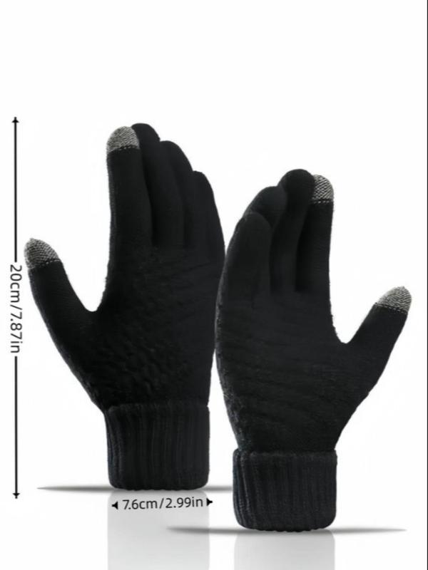 Unisex's Solid Color Touch Screen Warm Gloves, Outdoor Windproof Riding Gloves, Fashionable Gloves for Fall & Winter