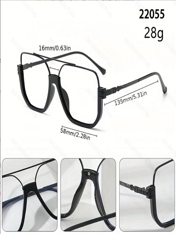 Simple Style Casual Eyeglasses for Everyday Use, Double Beam Square Frame Fashion Eyewear, Travel Accessories