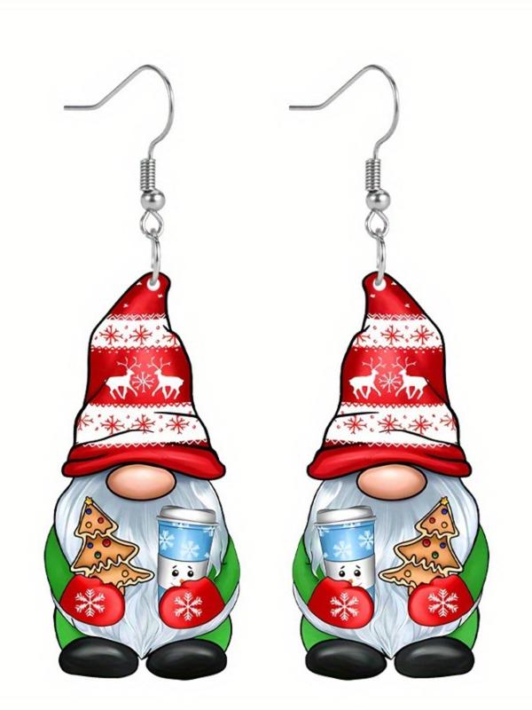 Christmas Theme Design Dangle Earrings, Cute Colorblock Acrylic Earrings for Women, Fashion Jewelry for Party, Daily Clothing Decor, Trendy All-match & Exquisite Jewelry for Gift