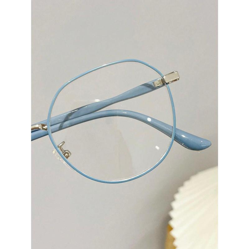 1pc Women's Round Frame Clear Lens Glasses Suitable For Office Or Student Clothing Matching