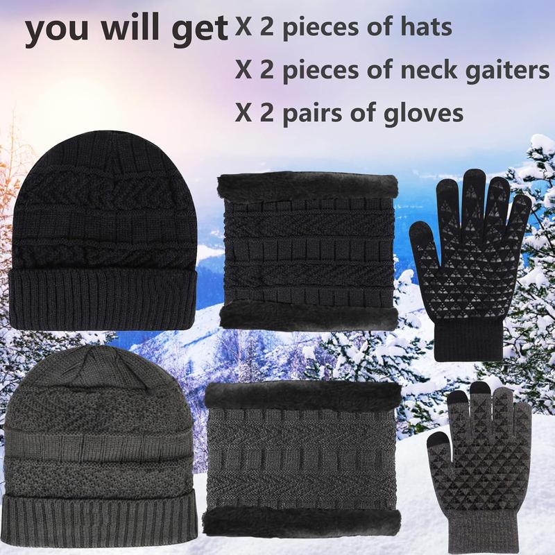 6  Winter Beanie Hat Scarf Gloves Set for Men Women,Knit Skull Cap Winter Hat Touchscreen Gloves Neck Warmer Set