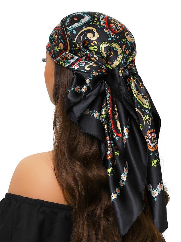 Women's Paisley & Floral Print Square Scarf, Casual Soft Comfortable Shawl for Daily Wear, Fashion Accessories for Women & Girls