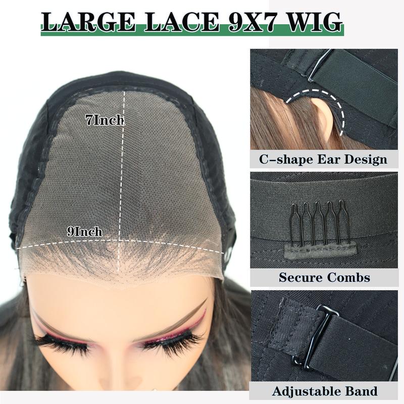 Ua Hair 9x7 Glueless Synthetic Lace Front Wig Wear And Go Pre Plucked Pre Cut Straight Wig Vivid Self Growing Clean Hairline with Tiny Knots  Heat Resistant Fiber Natural No Glue Wig