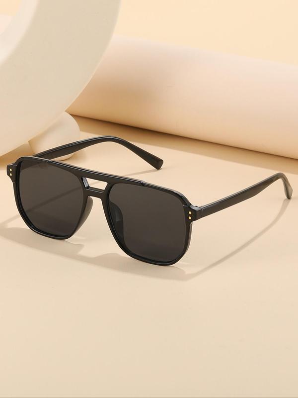 1 Pair Simple Sunglasses For Everyday Use, Summer Square Frame Double Beam Sunglasses, Travel Accessories