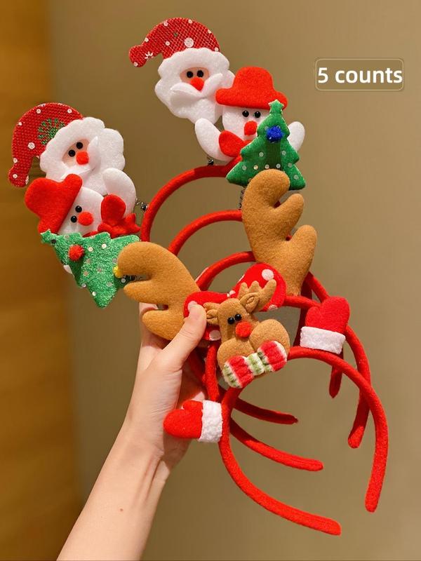 Cute Christmas Themed Hair Hoop, Santa Claus & Snowman & Reindeer Design Hair Accessories for Women & Girls, Fashion Hair Accessories for Party, Daily Clothing Decor