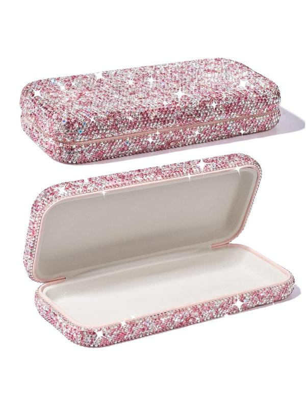 Bling Rhinestone Decorated Glasses Case, Shiny Glasses Case, Rhinestone Hard Shell Protective Large Eyeglass Case, Fashion Accessories for Women & Girls