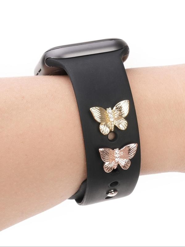 Butterfly Design Watch Band Decoration, Rhinestone Decor Watch Strap Accessories for Women & Girls, Trendy Watch Strap Decoration for Birthday Gift