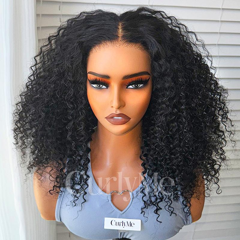 CurlyMe Wear Go Glueless Kinky Curly Pre-cut HD Lace Pre-bleached Hair Lace Front Wigs