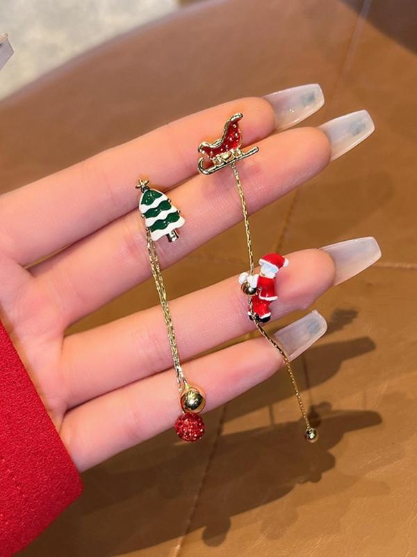 Cute Christmas Themed Dangle Earrings, Asymmetrical Design Drop Earrings, Fashion Jewelry for Party, Daily Decor, Trendy All-match & Exquisite Jewelry for Gift