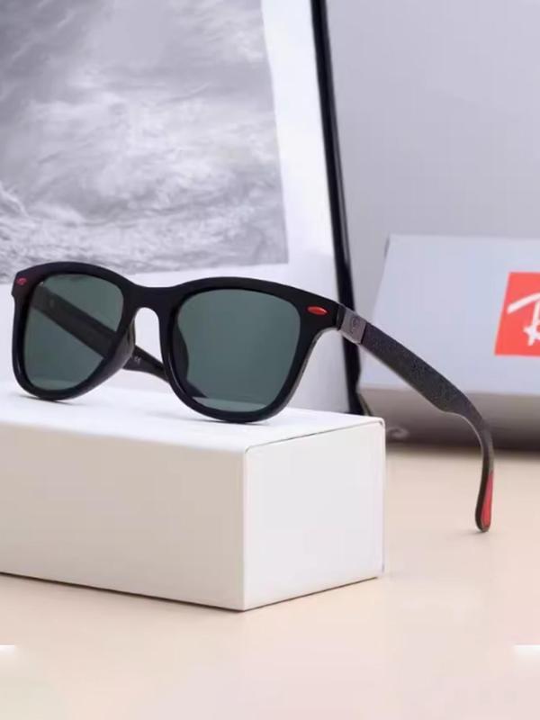 Unisex Simple Style Plain Color Polarized Sunglasses, Trendy Casual Square Frame Sunglasses for Everyday Use, Fashion Accessories for Outdoor Activities