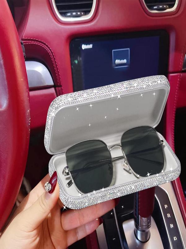 Bling Rhinestone Decorated Glasses Case, Shiny Glasses Case, Rhinestone Hard Shell Protective Large Eyeglass Case, Fashion Accessories for Women & Girls