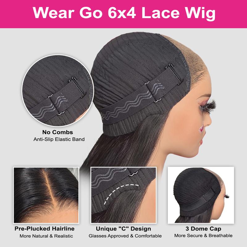 ISEE Wear Go V5 Straight & Body Wave & Ocean Wave Tiny Knots Pre Bleached Glueless HD 6*4 Lace Closure Human Hair Wig Beginner Friendly