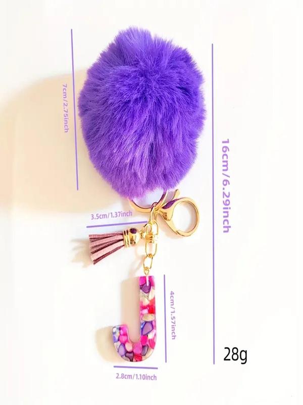 Cute Letter & Pom Pom & Tassel Design Keychain,  Fashionable Keychain for Women & Girls, Fashion Keychain for Car Daily Clothing Decor, Trendy All-match & Exquisite Keychain for Birthday Gift