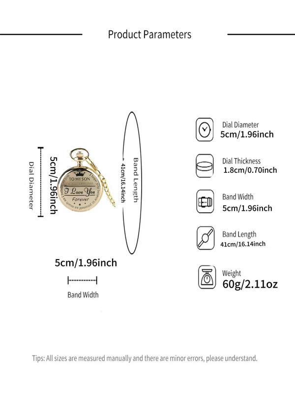 Men's Vintage Round Dial Quartz Watch, Crown & Letter Pattern Pocket Watch for Men, Retro Style Quartz Watch for Daily Life