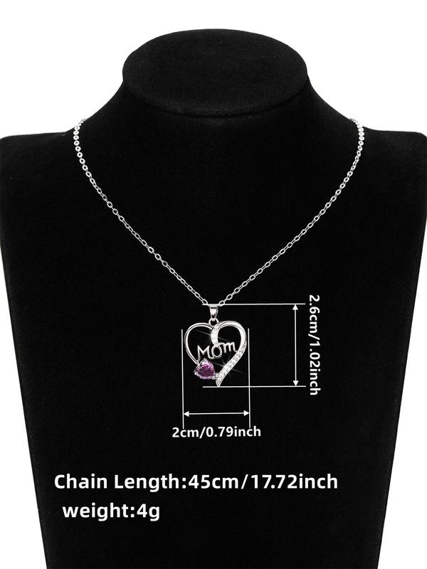 Heart Shaped Rhinestone Decor Pendant Necklace for Women,  Fashion Letter Design Jewelry for Party, Daily Clothing Decor, Trendy All-match & Exquisite Jewelry for Birthday Gift