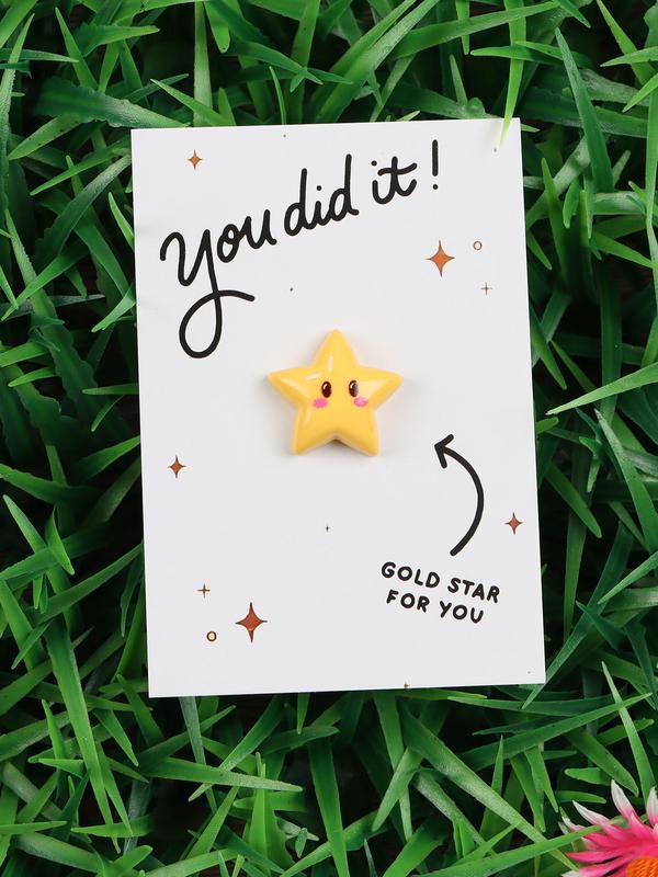 Cute Star Design Pin Badge, Thank You Card, Multifunction Diy Jewelry Charm, Perfect Gift for Family, Friends and Loved Ones on Special Days