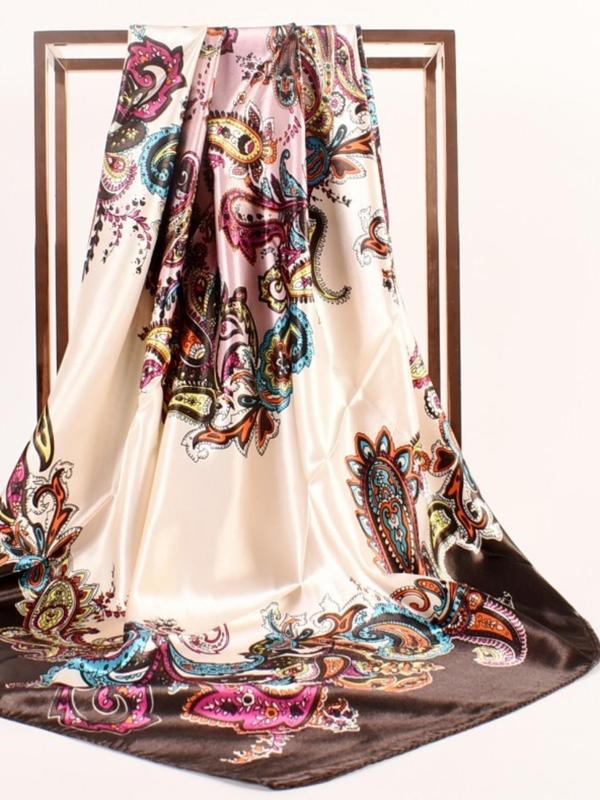 Women's Paisley Print Satin Scarf, Fashionable Soft Lightweight Shawl for Daily Wear, Casual Versatile Scarf for Women