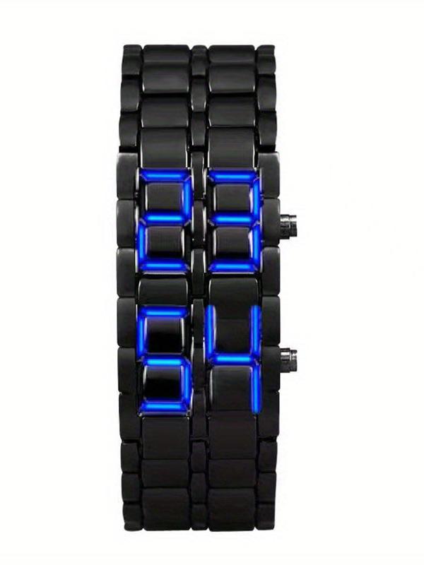 Men's Punk Style LED Digital Watch, Street Trend Novelty Wristwatch with LED Light, Chic Watch As Gift for Boyfriend without Box