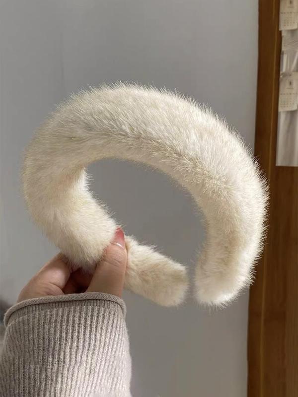 Solid Color Plush Hair Hoop, Elegant Wide Edge Headband for Women & Girls, Fashion Hair Accessories for Party, Daily Clothing Decor