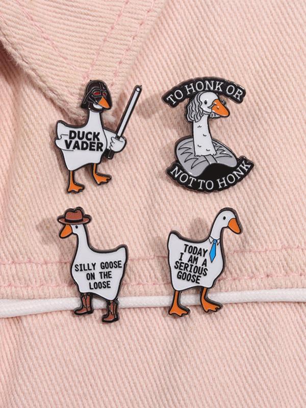 Cute Goose Design Brooch, Fashion Alloy Badge for Daily Clothing Decor, Trendy All-match & Exquisite Brooch for Birthday Gift