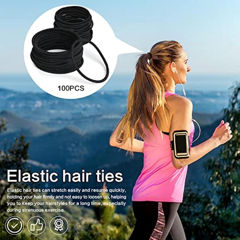 Elastic Ponytail Holder, 100pcs Stretch Hair Band for Various Scenarios, Elastic Hair Ties, Suitable for All Hair Types