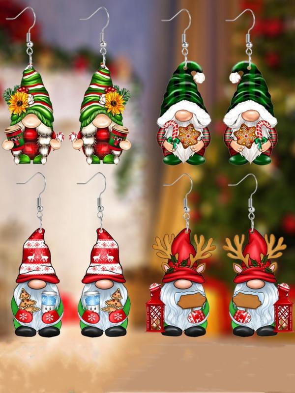 Christmas Theme Design Dangle Earrings, Cute Colorblock Acrylic Earrings for Women, Fashion Jewelry for Party, Daily Clothing Decor, Trendy All-match & Exquisite Jewelry for Gift