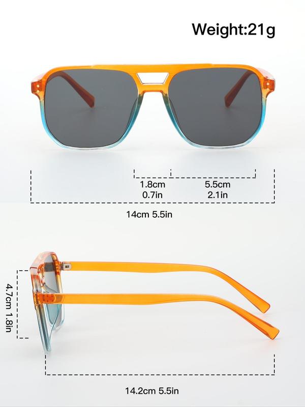 1 Pair Simple Sunglasses For Everyday Use, Summer Square Frame Double Beam Sunglasses, Travel Accessories