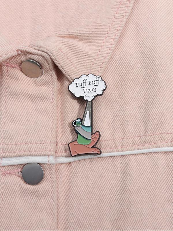 Cartoon Letter Design Puff Puff Pass Brooch, Creative Clothes Accessories for Men & Women, Enamel Pin for Backpacks, Jeans, Scarves, Hats Decoration