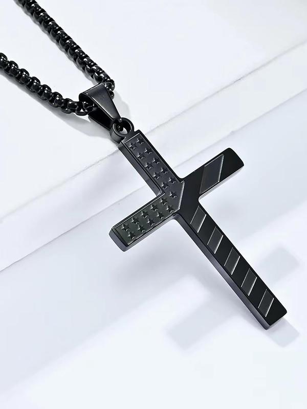 Summer Simple Style Chains for Men, Cross Necklace for Gift, Casual Trendy Pendant Necklace for Party, Daily Decor without Box, Trendy All-match & Exquisite Jewelry for Back To School Gift