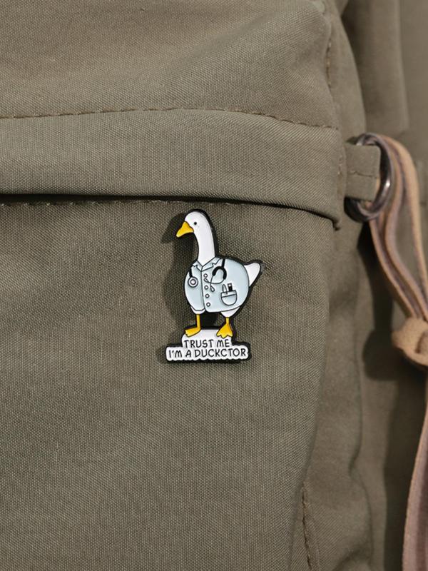 Cute Cartoon Duck & Dog Doctor Design Brooch (2pcs), Fashion Brooch for Party, Daily Clothing Decor, Enamel Pin for Men & Women