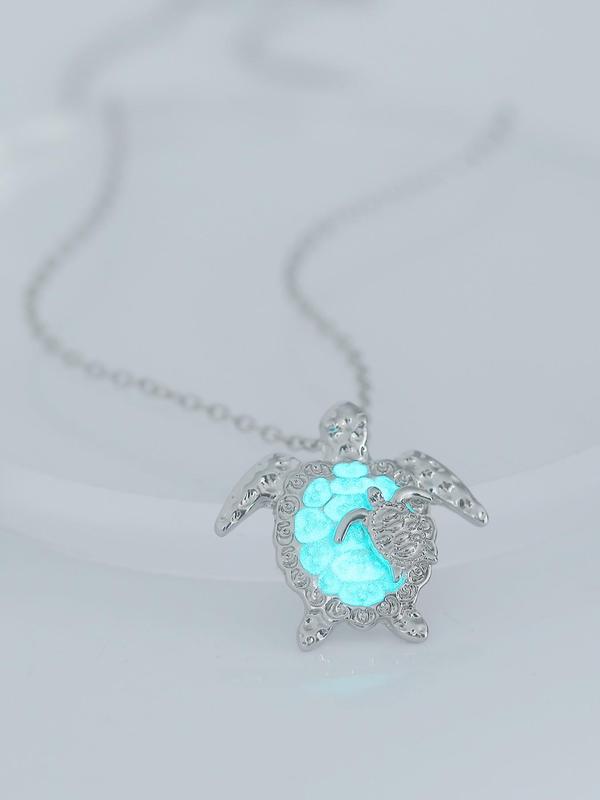 Cute Turtle Design Pendant Necklace, Glow in the Dark Adjustable Strap Necklace for Women for Gift, Trendy All-match & Exquisite Jewelry for Birthday Gift