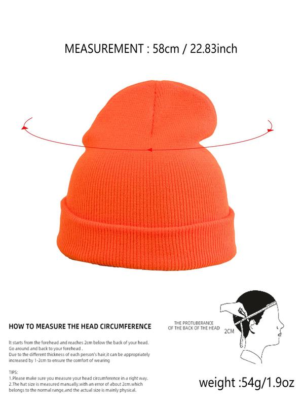 Solid Color Beanie Hat, Casual Winter Outdoor Sports Hat for Men & Women, Versatile Knitting Hat for Daily Wear