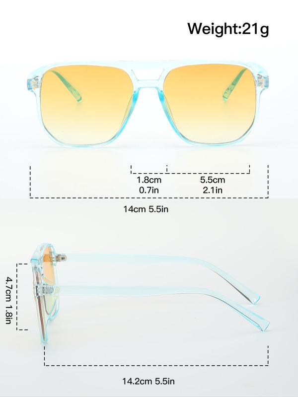 1 Pair Simple Sunglasses For Everyday Use, Summer Square Frame Double Beam Sunglasses, Travel Accessories