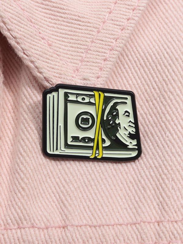 Summer Dollar Bill Design Brooch, Fashion Cute Alloy Badge for Men & Women for Party, Daily Clothing Decor, Trendy All-match & Exquisite Brooch for Birthday Gift