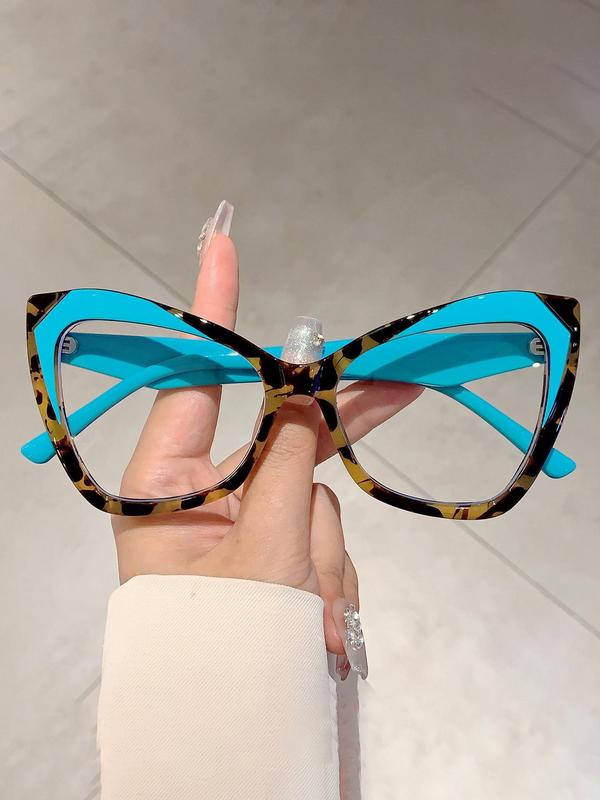 Women's Vintage Cat Eye Frame Eyeglasses, Trendy Casual Tortoiseshell Eyeglasses for Everyday Use, Fashion Accessories for Outdoor Activities