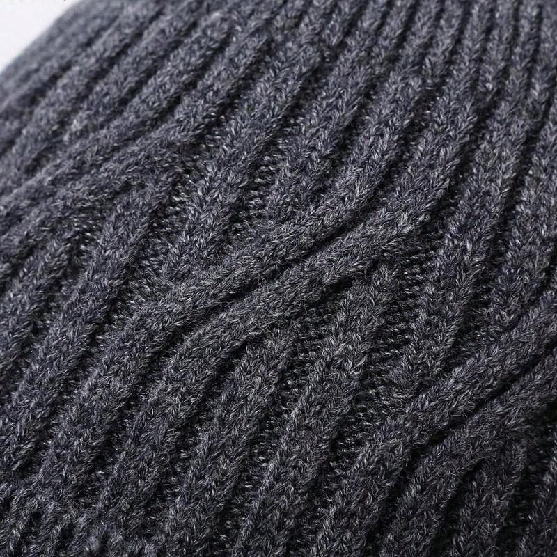 1pc Men's Plain Label Knitted Thickened Warm Beanie Hat, Windproof Casual Street Style Outdoor Sports Hat For Autumn Winter