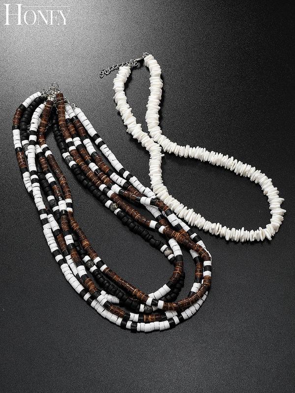 Summer 2024 Boho Ethnic Style Beaded Necklace for Men, Mexican Necklaces Vintage Summer Clean Girl Summer Jewelry, Male Accessories for Back To School, Fall Outfits, Fall Freshness