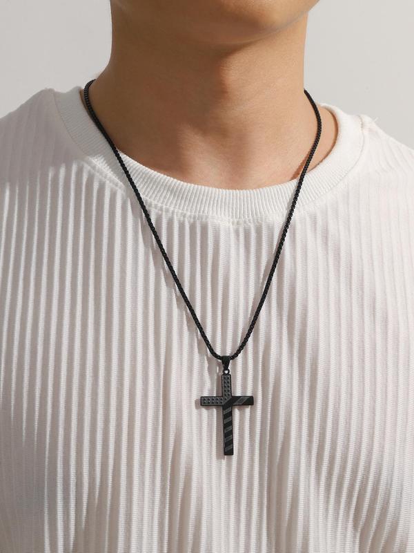 Summer Simple Style Chains for Men, Cross Necklace for Gift, Casual Trendy Pendant Necklace for Party, Daily Decor without Box, Trendy All-match & Exquisite Jewelry for Back To School Gift