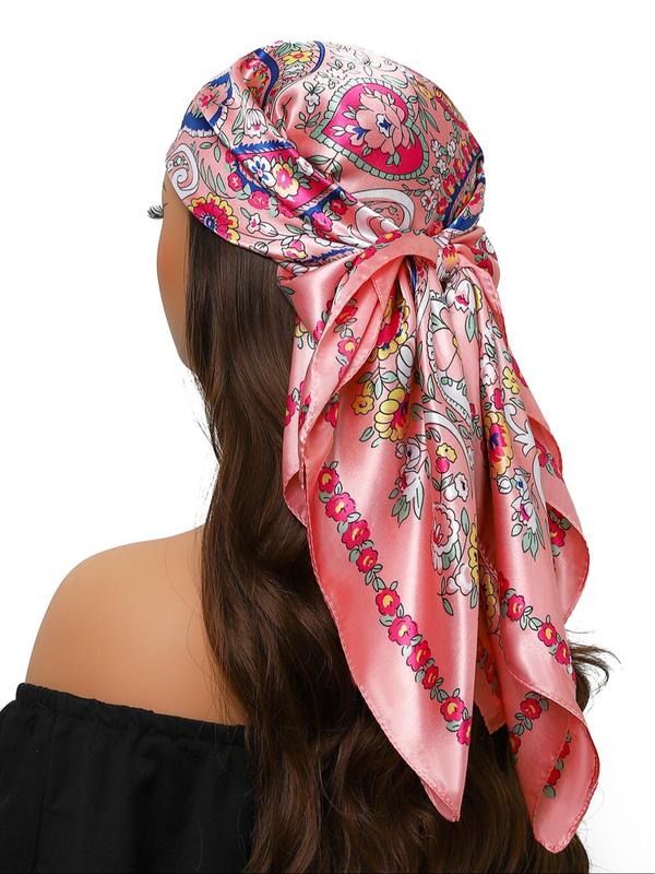 Women's Paisley & Floral Print Square Scarf, Casual Soft Comfortable Shawl for Daily Wear, Fashion Accessories for Women & Girls